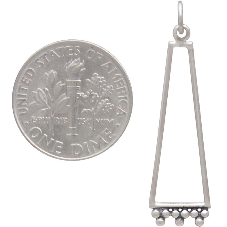 Sterling Silver Long Rectangle Charm with Granulation - Poppies Beads n' More