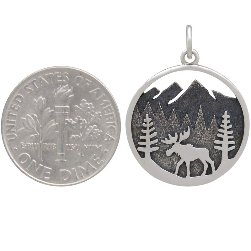 Sterling Silver Moose Charm in Mountain Meadow - Poppies Beads n' More
