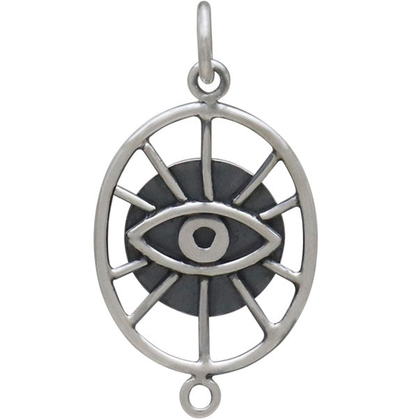 Sterling Silver Oval Evil Eye Link - Poppies Beads n' More