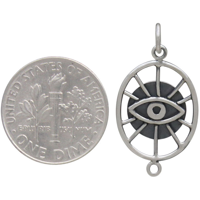 Sterling Silver Oval Evil Eye Link - Poppies Beads n' More