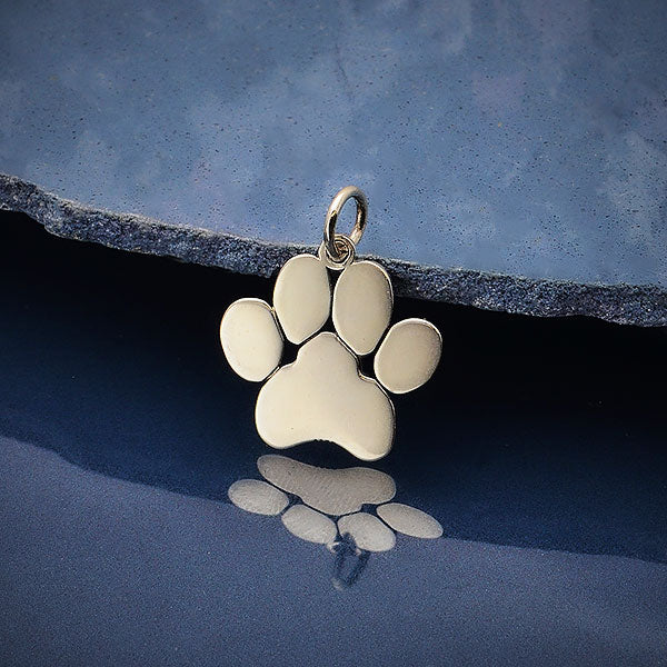 Sterling Silver Paw Print Pendant - Poppies Beads n' More