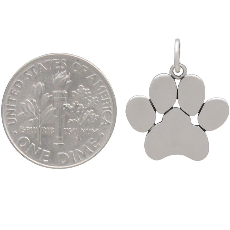 Sterling Silver Paw Print Pendant - Poppies Beads n' More