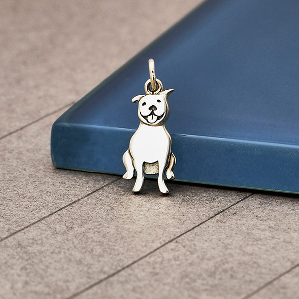 Sterling Silver Pitbull Dog Charm - Poppies Beads n' More
