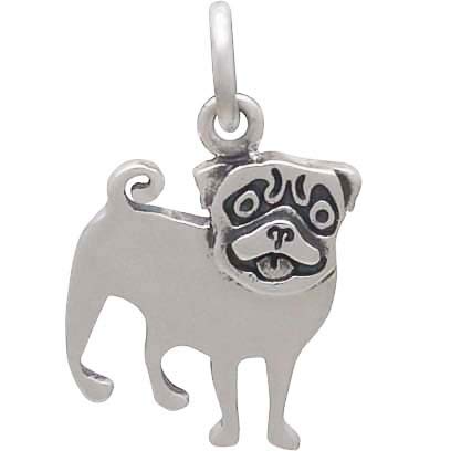 Sterling Silver Pug Dog Charm - Poppies Beads n' More