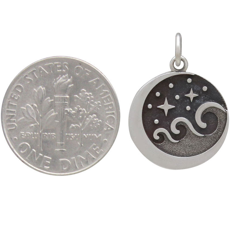 Sterling Silver Starry Night Wave Charm - Poppies Beads n' More