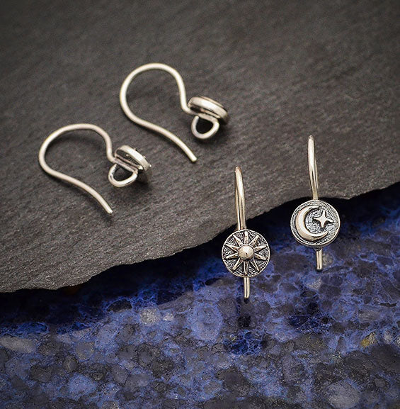 Sterling Silver Sun and Moon Ear Wires - Poppies Beads n' More