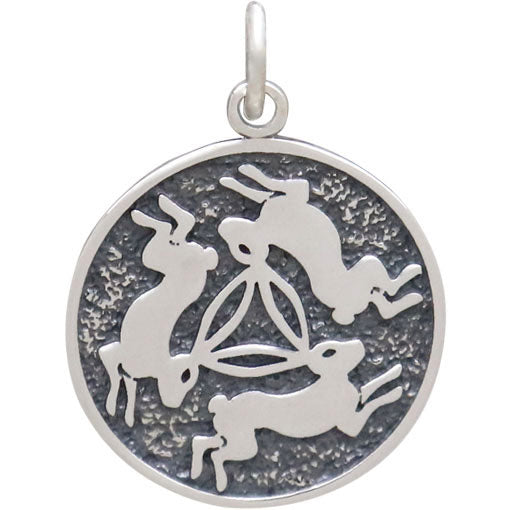 Sterling Silver Three Rabbits Charm - Poppies Beads n' More