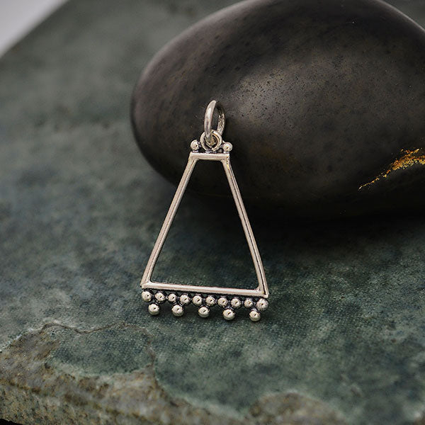Sterling Silver Trapezoid Charm with Granulation - Poppies Beads n' More