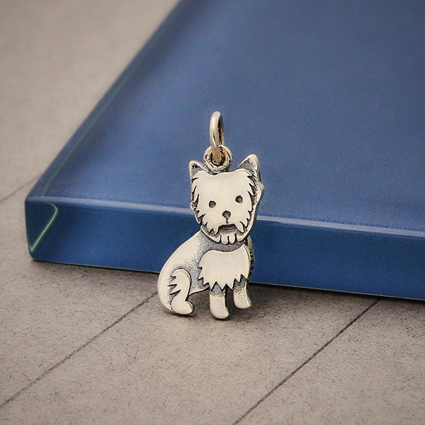 Sterling Silver Yorkie Dog Charm - Poppies Beads n' More