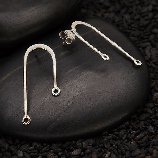 Sterling Silver Asymmetrical Arch Bar Post Earrings - Poppies Beads n' More