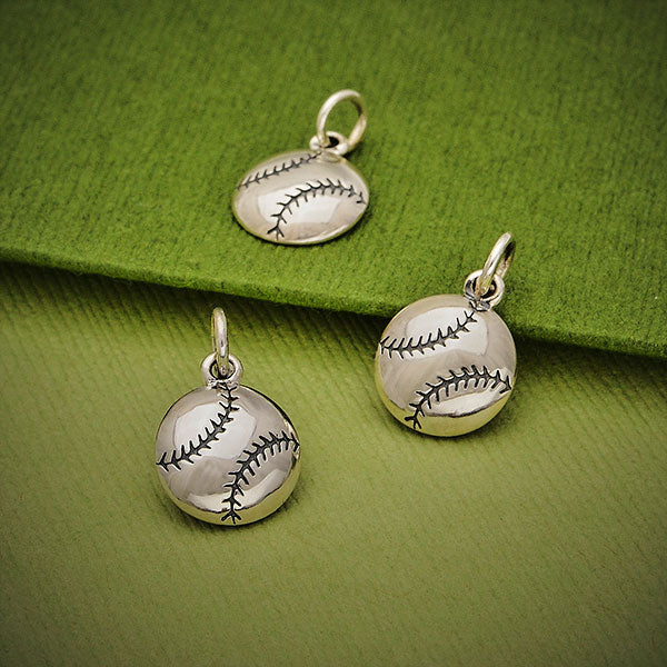 Sterling Silver Baseball Charm - Poppies Beads n' More