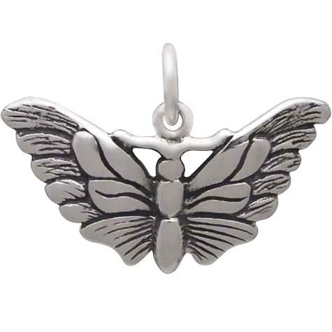 Sterling Silver Butterfly Moth Charm - Poppies Beads n' More