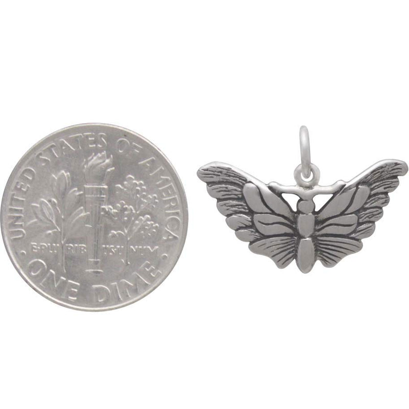 Sterling Silver Butterfly Moth Charm - Poppies Beads n' More