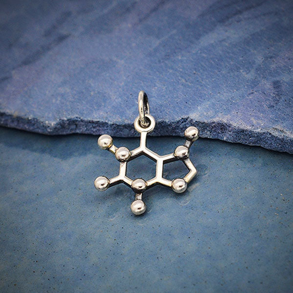 Sterling Silver Caffeine Molecule Charm - Poppies Beads n' More