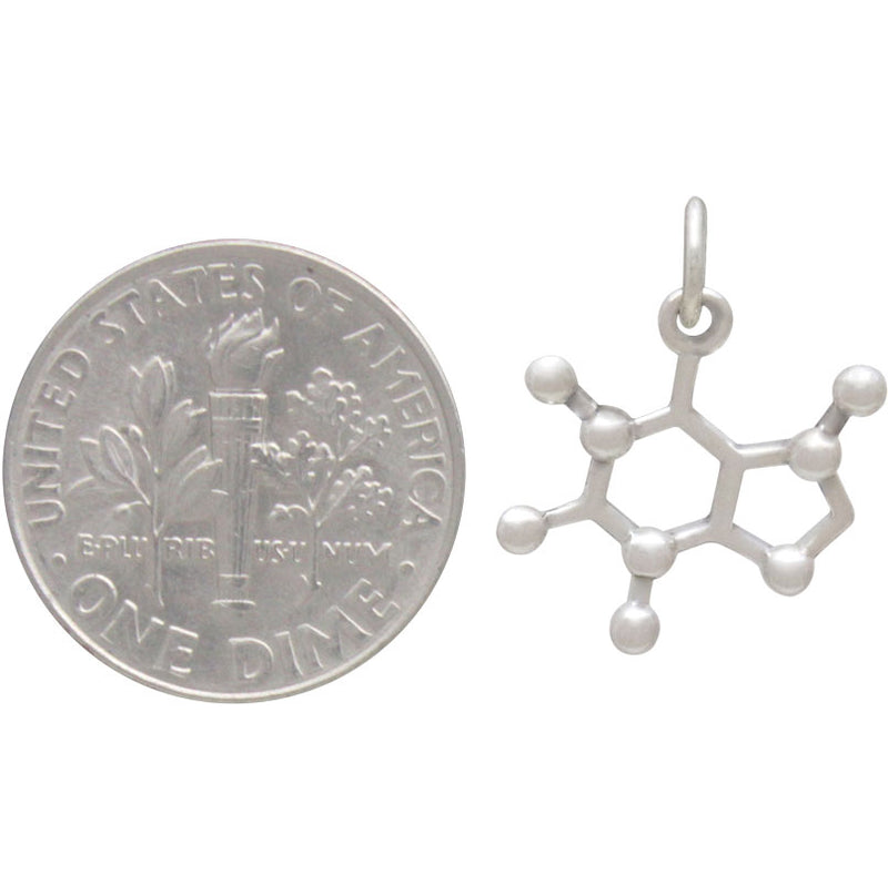 Sterling Silver Caffeine Molecule Charm - Poppies Beads n' More