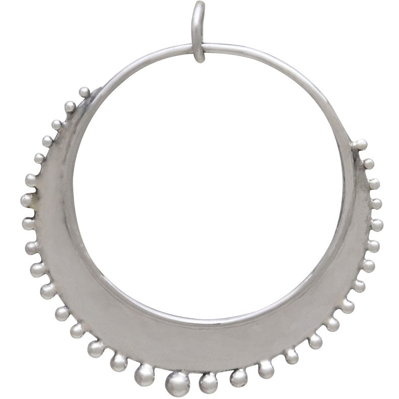 Sterling Silver Circle Charm with Granulation Drops - Poppies Beads n' More