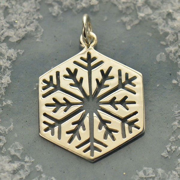 Sterling Silver Cut Out Snowflake Charm - Large - Poppies Beads n' More