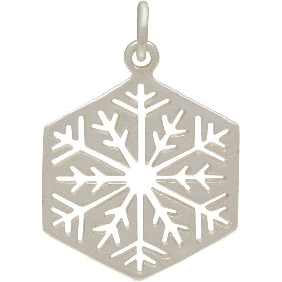 Sterling Silver Medium Snowflake Charm with NanoGems