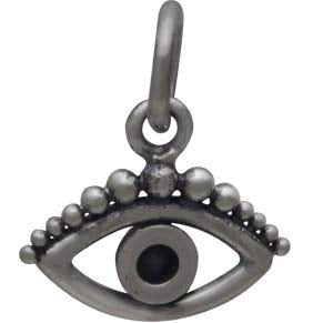 Sterling Silver Evil Eye Charm with Granulation - Poppies Beads n' More