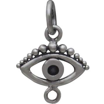 Sterling Silver Evil Eye Link with Granulation - Poppies Beads n' More