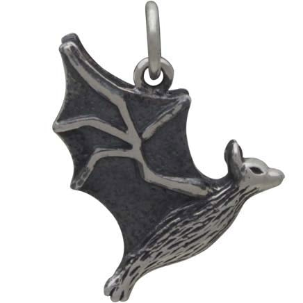 Sterling Silver Flying Bat Charm - Poppies Beads n' More