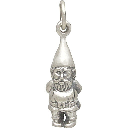 Sterling Silver Garden Gnome Charm, - Poppies Beads n' More