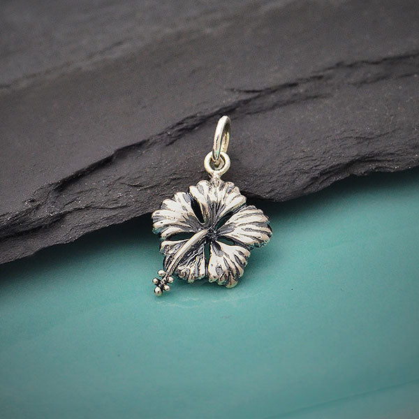 Sterling Silver Hibiscus Charm - Poppies Beads n' More