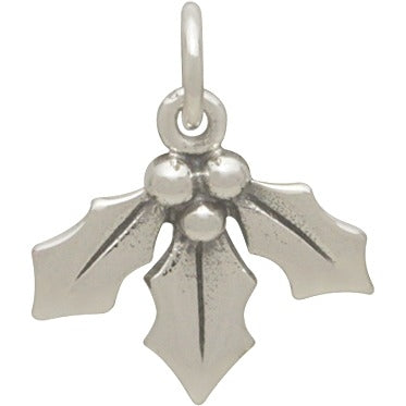 Sterling Silver Holly Berry Charm - Mistletoe Charm, - Poppies Beads n' More