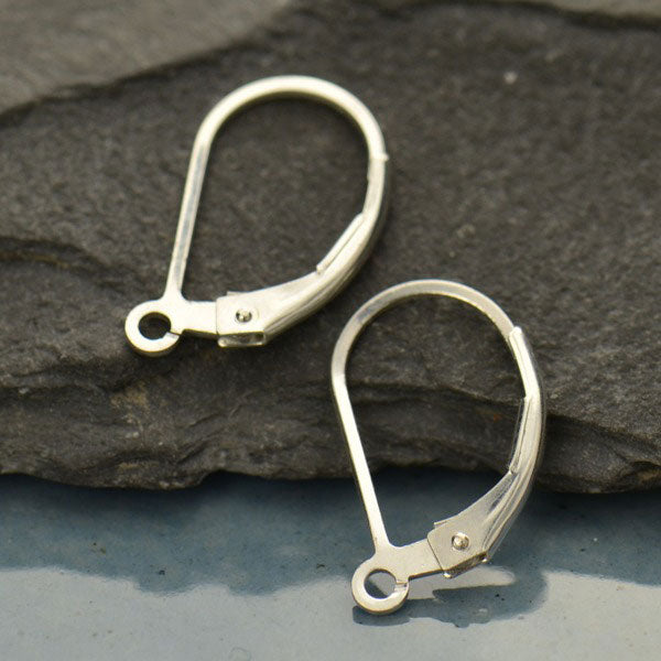 Sterling Silver Lever Back with One Bottom Loop - Poppies Beads n' More