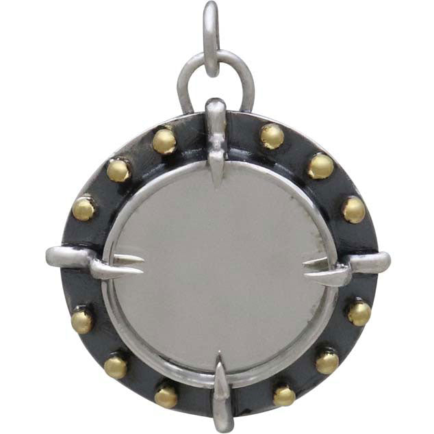 Sterling Silver Mirror Charm with Bronze Granulation - Poppies Beads n' More