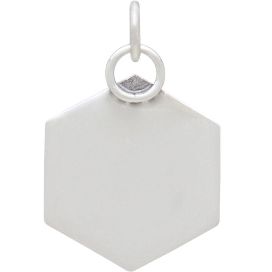 Sterling Silver Mirror Charm with Hexagon Frame - Poppies Beads n' More