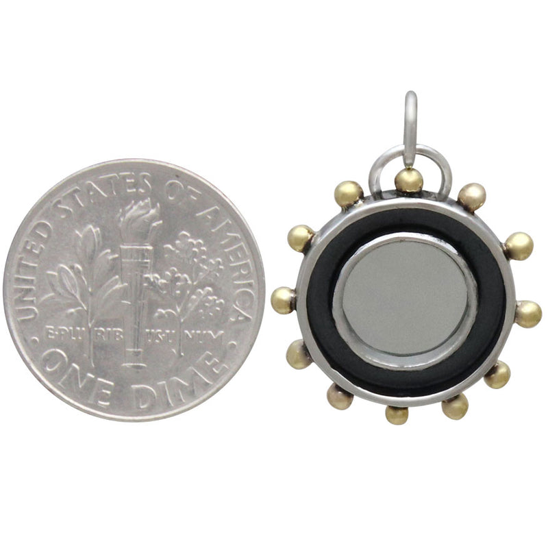 Sterling Silver Mirror Charm with Shadowbox Frame - Poppies Beads n' More