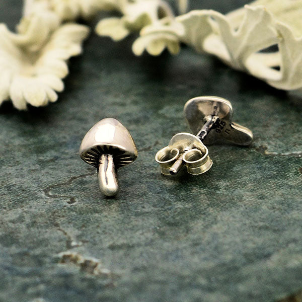 Sterling Silver Mushroom Post Earrings - Poppies Beads n' More