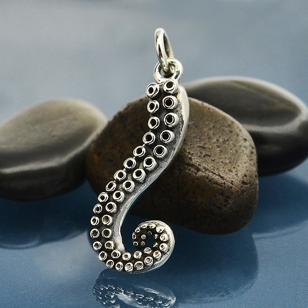 Sterling Silver Octopus Tentacle Charm - Poppies Beads n' More