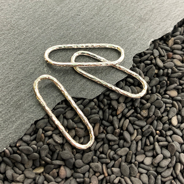 Sterling Silver Oval Link with Hammered Texture - Poppies Beads n' More