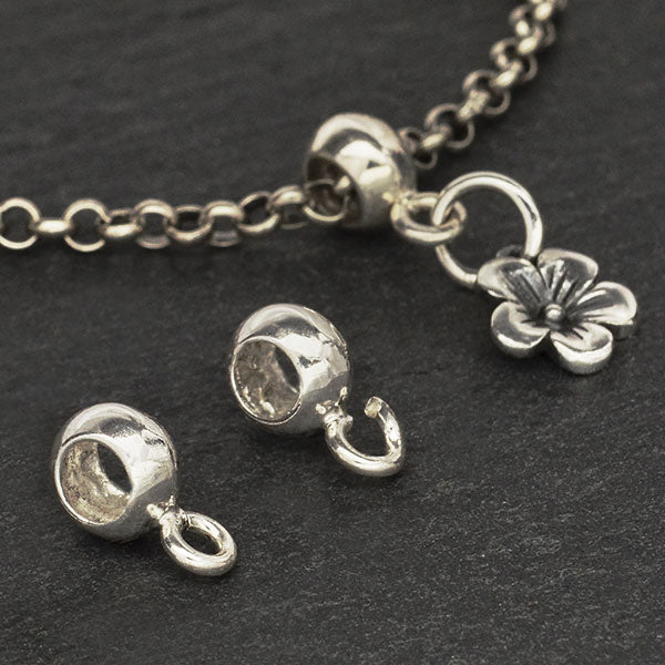 Sterling Silver Pendant Bail Spacer Bead with Open Loop - Poppies Beads n' More
