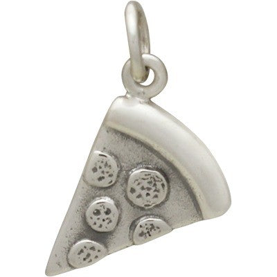 Sterling Silver Pizza Charm - Food Charm - Poppies Beads n' More