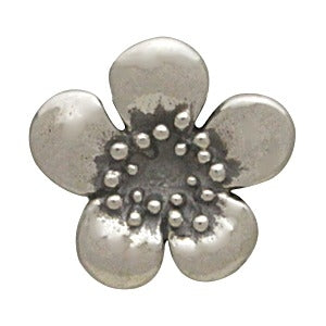 Sterling Silver Plum Blossom Charm Embellishment - Poppies Beads n' More