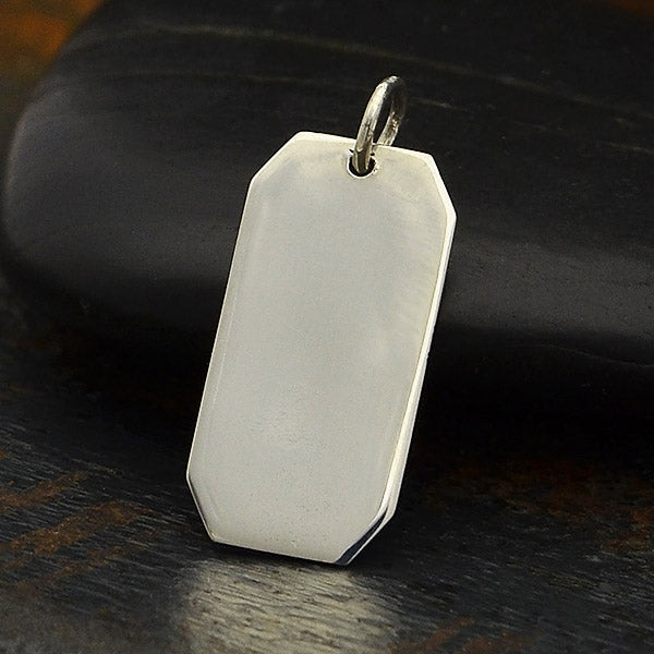 Sterling Silver Rectangle Stamping Blank Charm - Poppies Beads n' More