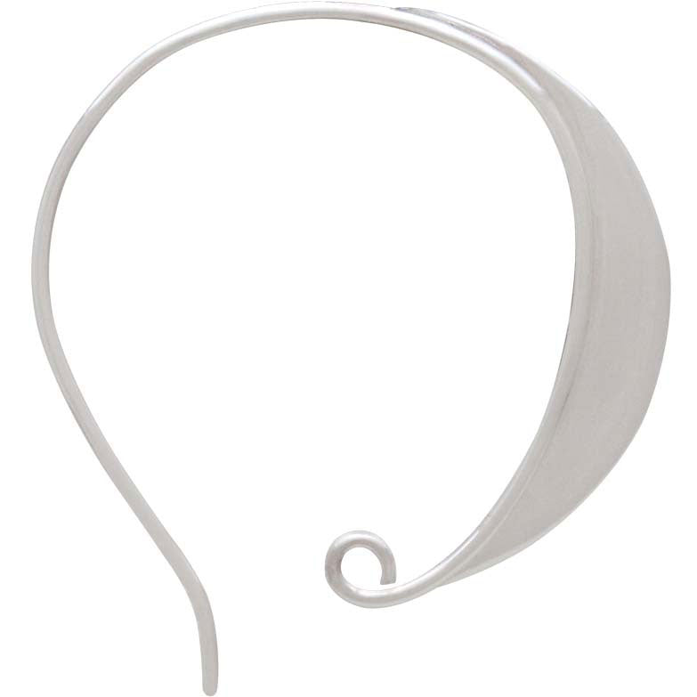 Sterling Silver Round Ear Hook with Flat Plate - Poppies Beads n' More