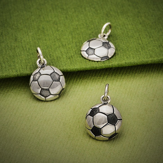 Sterling Silver Soccer Ball Charm - Poppies Beads n' More