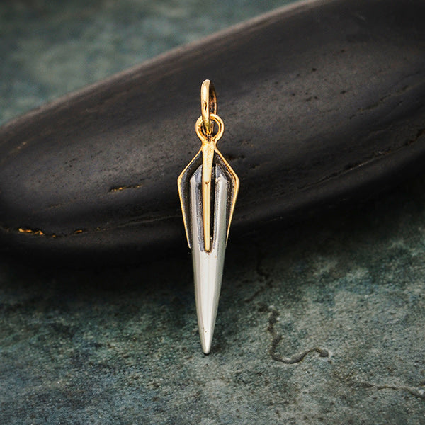 Sterling Silver Spike Charm with Bronze Claw Cap - Poppies Beads n' More