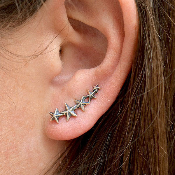 Sterling Silver Star Ear Climbers - Poppies Beads n' More