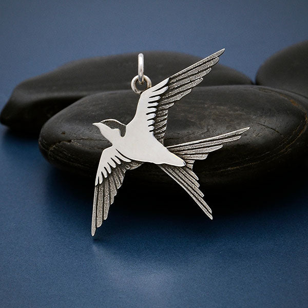 Sterling Silver Swallow Pendant - Poppies Beads n' More