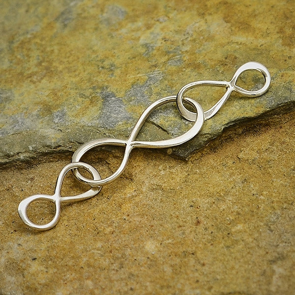 Sterling Silver Three Infinity Links Chain Segment - Poppies Beads n' More
