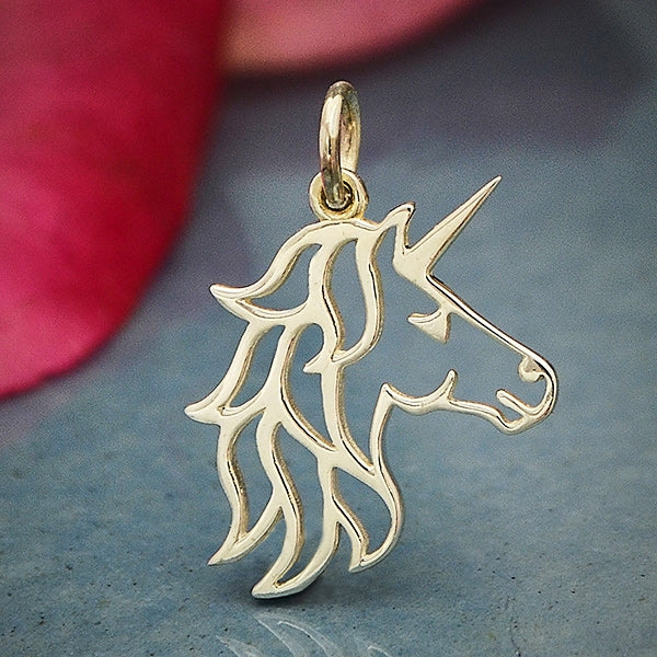 Sterling Silver Openwork Unicorn Charm - Poppies Beads n' More