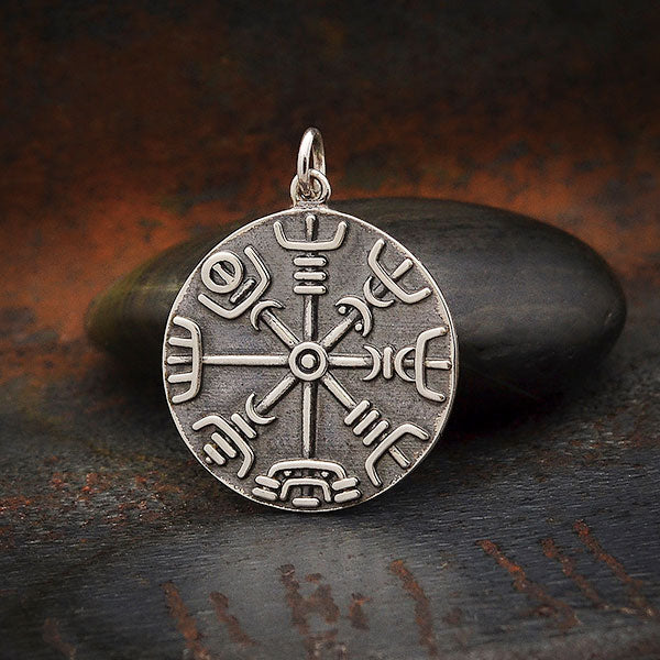 Sterling Silver Viking Compass Pendant - Poppies Beads n' More