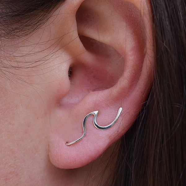 Sterling Silver Wave Ear Climber - Poppies Beads n' More