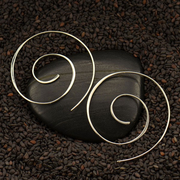 Sterling Silver Ear Wire - Spiral Circle Shape - Poppies Beads n' More