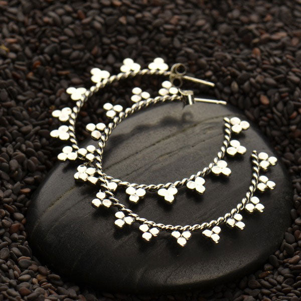 Sterling Silver Hoop Earring with Twisted Wire and Flat Granulation - Poppies Beads n' More